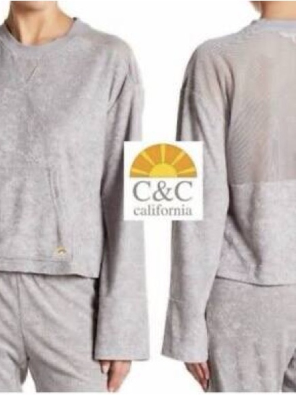 C&C California Gray Terry Knit Mesh Back Top Size Large NWT yoga sporty beach